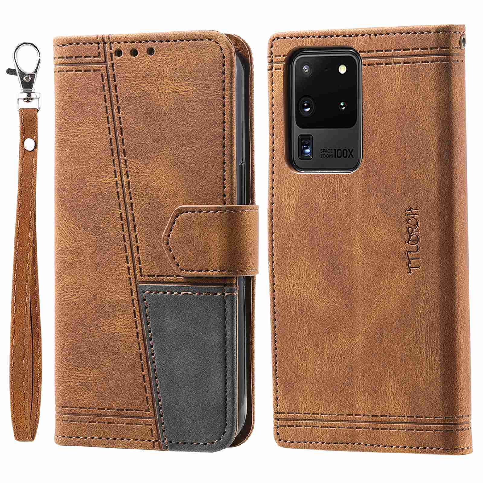 TTUDRCH For Samsung Galaxy S20 Ultra 4G/5G 004 Splicing Skin-touch PU Leather RFID Blocking Phone Case Wallet Stand Cover - Brown TTUDRCH For Samsung Galaxy S20 Ultra 4G/5G 004 Splicing Skin-touch PU Leather RFID Blocking Phone Case Wallet Stand Cover - Brown